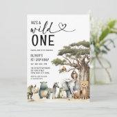 ワイルドモダンワンサファリジャングルボーイ1歳誕生日 招待状 (スタンド正面)