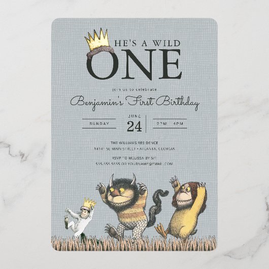 ワイルドモノが誕生する招待状 箔招待状 (正面)