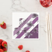 ワイルドモノグラムのヴィオレット水彩手色彩の鮮やか型 スタンダードカクテルナプキン (インサイチュ)