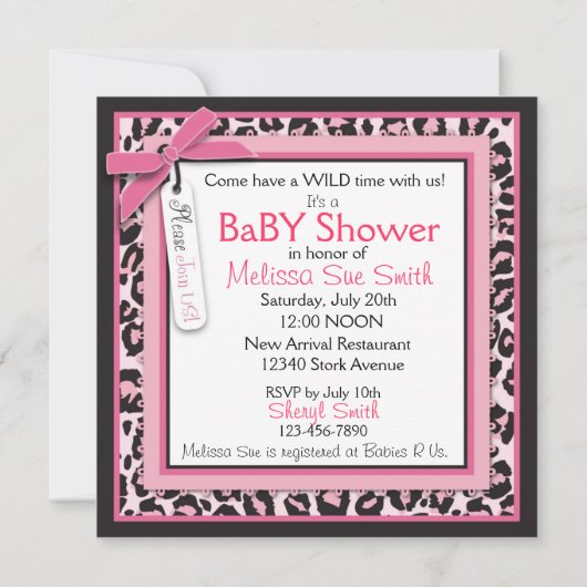 ワイルドモノ招待状スクエアピンクB 招待状 (裏面)