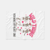 ワイルドモノ私のスケルトンValentiをハート フリースブランケット (正面(横))