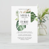 ワイルドモンステラトロピカルリーフジオメトリックウェディング 招待状 (スタンド正面)