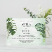 ワイルドモンステラトロピカルリーフホリゾンタルツェッディング 招待状 (スタンド正面)