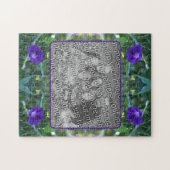 ワイルドモーニンググローリーフラワーフレームあなたの写真を追加 ジグソーパズル (横)