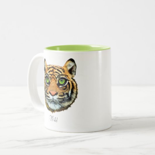 ワイルドヤングタイガー顔&書道コーヒーマグ ツートーンマグカップ (正面左)
