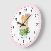 ワイルドライオンクブおもしろいジャングルサファリガールズルームデコル ラージ壁時計 (傾斜)