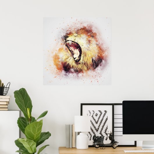 ワイルドライオンサファリジャングルのアートワーク写真ポスター ポスター (ホームオフィス)
