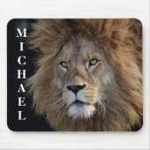 ワイルドライオンフォトグリーンパーソナライズされた目 マウスパッド (正面)