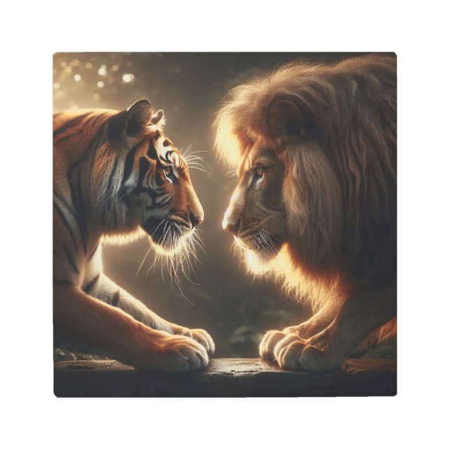 ワイルドライバル：ライオン対タイガーデュエル メタルプリント (正面)