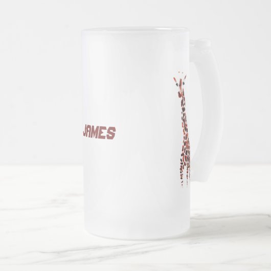 ワイルドライフアートギラフェス名前をカスタムする フロストグラスビールジョッキ (正面右)