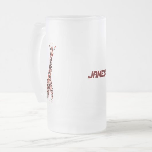 ワイルドライフアートギラフェス名前をカスタムする フロストグラスビールジョッキ (正面左)