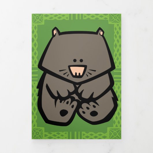 ワイルドライフウォンバットパズルグリーティングカードトリフォールド 三つ折りクリスマスカード (カバー)