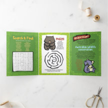 ワイルドライフエクヒドナパズルグリーティングカードトリフォールド