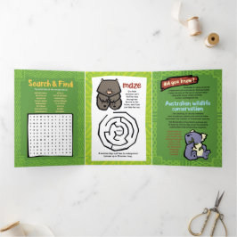 ワイルドライフエクヒドナパズルグリーティングカードトリフォールド 三つ折りクリスマスカード