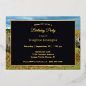 ワイルドライフオストリッチフロック金ゴールド誕生日 箔招待状 (正面)