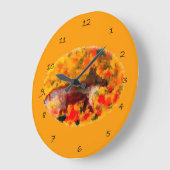 ワイルドライフカラフルアートオータムキツネ ラージ壁時計 (傾斜)