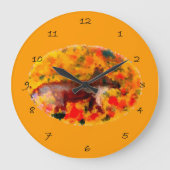 ワイルドライフカラフルアートオータムキツネ ラージ壁時計 (正面)