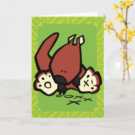 ワイルドライフカンガルーパズルグリーティングカード カード (黄色い花)