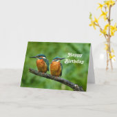 ワイルドライフキングフィッシャーフォト誕生日 カード (黄色い花)