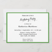 ワイルドライフグリーンハミングバードフォト誕生日 招待状 (裏面)