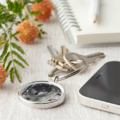 ワイルドライフグレーウルフアンドフォレストデザイン キーホルダー (側面)