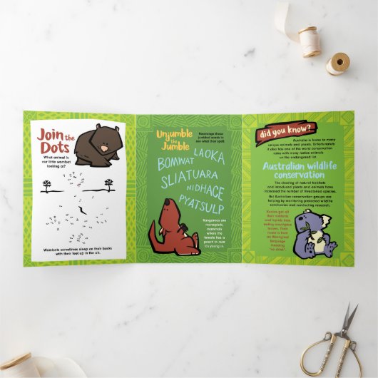 ワイルドライフコカブラパズルグリーティングカードトリフォールド 三つ折りクリスマスカード (内部)