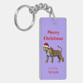 ワイルドライフサファリアニマルヒョウSanta Hatクリスマス キーホルダー (正面左)