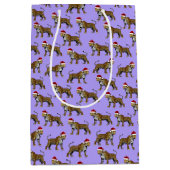 ワイルドライフサファリアニマルヒョウSanta Hatクリスマス ミディアムペーパーバッグ (正面)