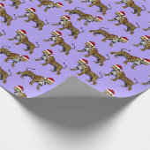 ワイルドライフサファリアニマルヒョウSanta Hatクリスマス ラッピングペーパー (角)