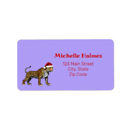 ワイルドライフサファリアニマルヒョウSanta Hatクリスマス ラベル