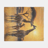 ワイルドライフサファリアフリカキリン母とベビー フリースブランケット (正面(横))