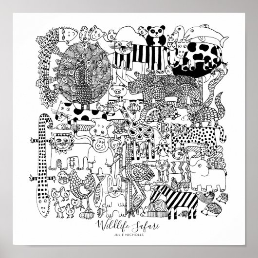 ワイルドライフサファリイラストレーション ポスター (正面)