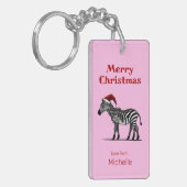 ワイルドライフサファリ動物ゼブラサンタハットクリスマス キーホルダー (正面左)