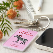 ワイルドライフサファリ動物ゼブラサンタハットクリスマス キーホルダー (正面右)