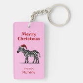 ワイルドライフサファリ動物ゼブラサンタハットクリスマス キーホルダー (裏面)