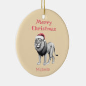 ワイルドライフサファリ動物ライオンサンタハットクリスマス セラミックオーナメント (右)