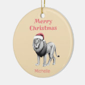 ワイルドライフサファリ動物ライオンサンタハットクリスマス セラミックオーナメント (左)