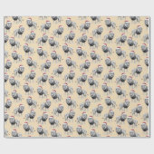 ワイルドライフサファリ動物ライオンサンタハットクリスマス ラッピングペーパー (フラット)