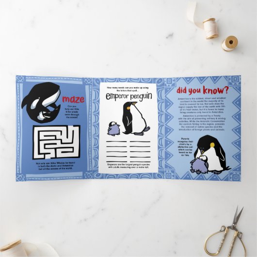 ワイルドライフシールパズルグリーティングカードトリフォールド 三つ折りクリスマスカード (内部)