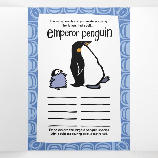 ワイルドライフシールパズルグリーティングカードトリフォールド 三つ折りクリスマスカード (内部中)