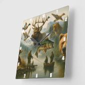 ワイルドライフシーングランドアウトドアスポーツマンの生活 スクエア壁時計 (傾斜)