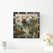 ワイルドライフシーングランドアウトドアスポーツマンズシーン スクエア壁時計 (ホーム)