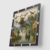 ワイルドライフシーングランドアウトドアスポーツマンズシーン スクエア壁時計