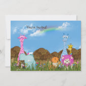 ワイルドライフジャングルアニマルズ誕生日招待状 招待状 (正面)