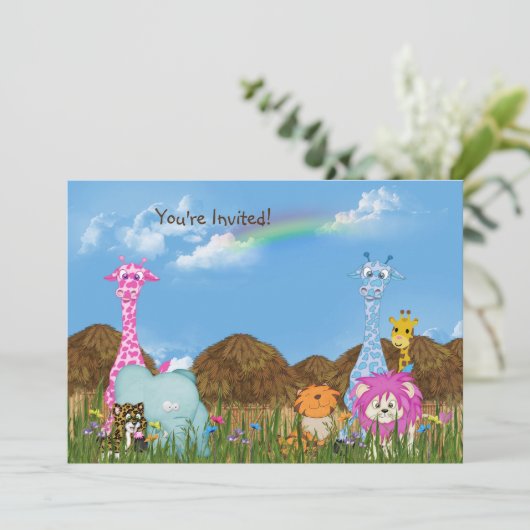 ワイルドライフジャングルアニマルズ誕生日招待状 招待状 (スタンド正面)