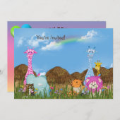 ワイルドライフジャングルアニマルズ誕生日招待状 招待状 (正面/裏面)