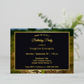 ワイルドライフチータペア誕生日金ゴールド 箔招待状 (立ち正面)