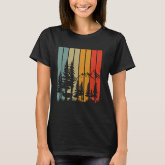 ワイルドライフツリーアウトドア自然レトロ森林愛好家 Tシャツ