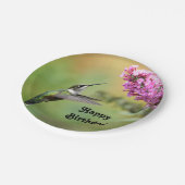 ワイルドライフハミングバードフローラ写真誕生日 ペーパープレート (アングル)