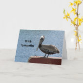 ワイルドライフブラウンペリカンウォーターフォト悔やみや弔慰 カード (黄色い花)